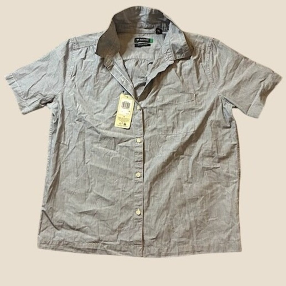 Dockers Mens Short Sleeve Button Down Shirt Blue Micro Check Regular Fit M NEW